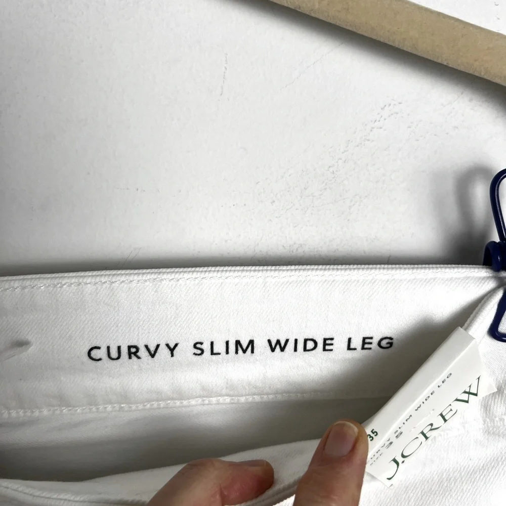 NEW J. Crew White Curvy Slim Wide-Leg Classic Preppy Relaxed High Rise Jeans‎ 35